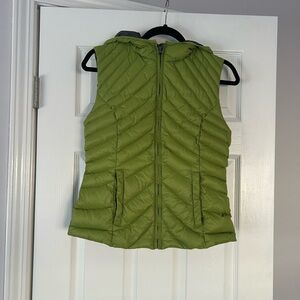 Blanc Noir Green Quilted Hooded Puffer Vest Down Filled Women's Medium Packable
